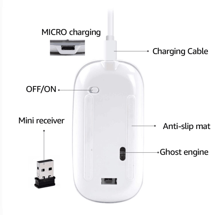 iMICE  E-1300 4 Keys 1600DPI Luminous Wireless Silent Desktop Notebook Mini Mouse, Style:Dual-modes Luminous Edition(Black) - Wireless Mice by iMICE | Online Shopping South Africa | PMC Jewellery
