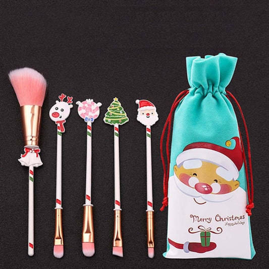 Christmas Makeup Brush Gift Elk Beginner Set Beauty Tool Set, Specification:Five Long Style-Single Side - Makeup Brushes by PMC Jewellery | Online Shopping South Africa | PMC Jewellery