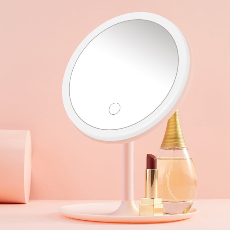 Make-Up Mirror With LED Light Fill Light Dormitory Desktop Dressing Small Mirror Girl Folding And Portable Mirror, Colour: White Rechargeable Three-color Light - Mirror by PMC Jewellery | Online Shopping South Africa | PMC Jewellery