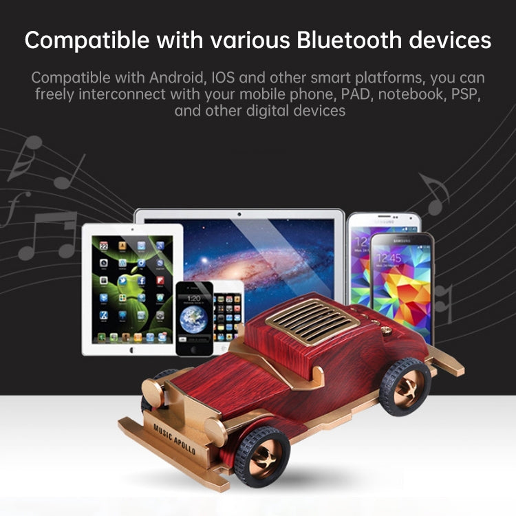 AS60 Retro Car Shape Wooden Subwoofer Mini Wireless Bluetooth Speaker(Dark Wood) - Mini Speaker by PMC TechLife | Online Shopping South Africa | PMC TechLife