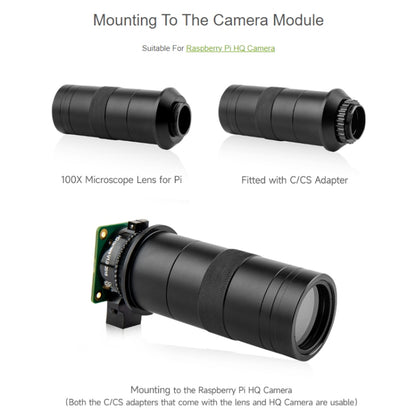 Waveshare 100X Industrial Microscope Lens, C/CS-Mount, for Raspberry Pi HQ Camera(24229) - Modules Expansions Accessories by Waveshare | Online Shopping South Africa | PMC Jewellery | Buy Now Pay Later Mobicred