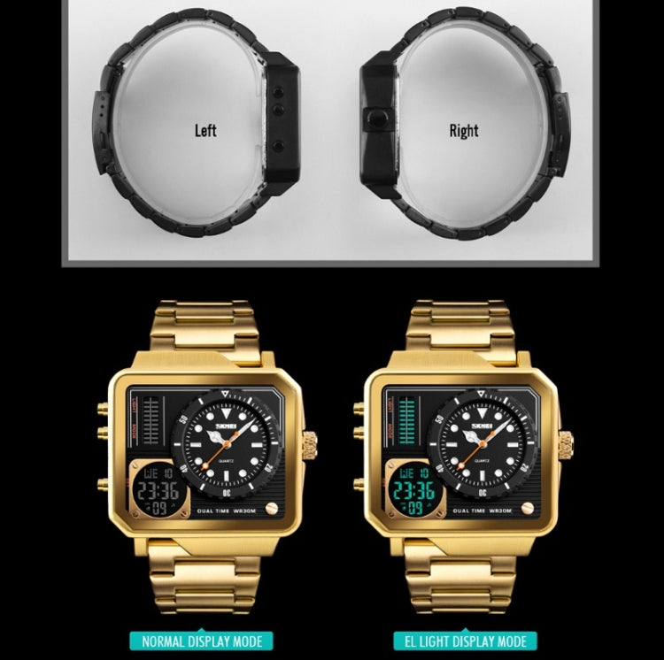 SKMEI 1392 Multi-Function Outdoor Sports Watch Business Double Display Waterproof Electronic Watch(Golden) - Sport Watches by SKMEI | Online Shopping South Africa | PMC Jewellery | Buy Now Pay Later Mobicred