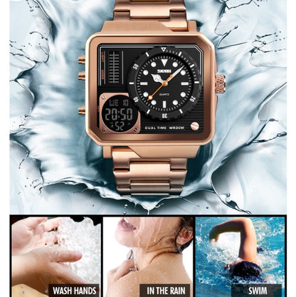 SKMEI 1392 Multi-Function Outdoor Sports Watch Business Double Display Waterproof Electronic Watch(Golden) - Sport Watches by SKMEI | Online Shopping South Africa | PMC Jewellery | Buy Now Pay Later Mobicred