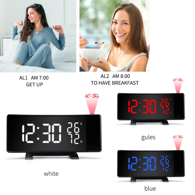 Three-color Projection Radio Alarm Clock USB Digital Alarm Clock Thermometer & Hygrometer - free shipping - PMC TechLife - Order now!