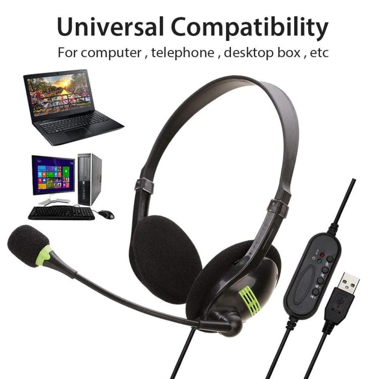 Computer USB Interface Headphone Aviation Headset with Microphone - Multimedia Headset by PMC TechLife | Online Shopping South Africa | PMC TechLife