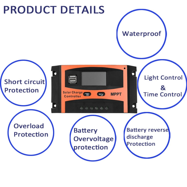 MPPT 12V/24V Automatic Identification Solar Controller With USB Output, Model: 40A - Others by PMC TechLife | Online Shopping South Africa | PMC TechLife