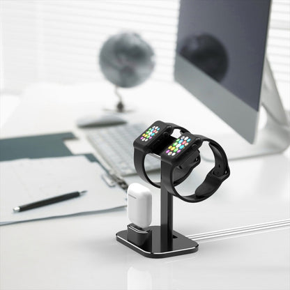 XMJ-003 Multifunctional Metal Desktop Stand Wireless Charging Stand for iWatch / iPods(Noble Silver) - Desktop Holder by PMC Jewellery | Online Shopping South Africa | PMC Jewellery