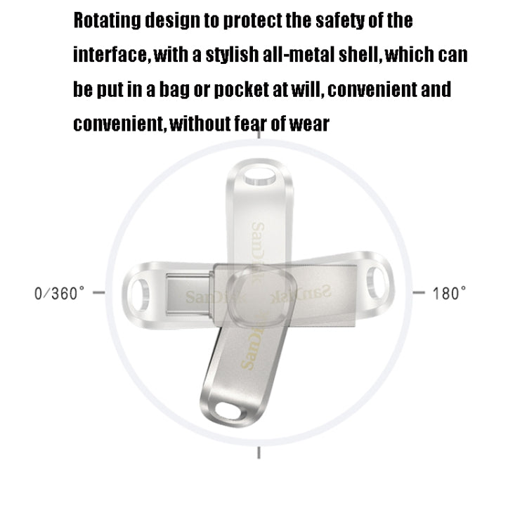 SanDisk Type-C + USB 3.1 Interface OTG High Speed Computer Phone U Disk, Colour: SDDDC4 Silver Metal Shell, Capacity: 64GB - USB Flash Drives by SanDisk | Online Shopping South Africa | PMC Jewellery | Buy Now Pay Later Mobicred