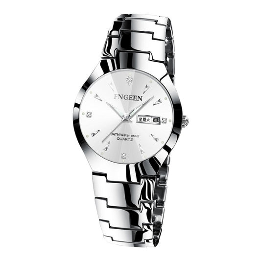 FNGEEN 5808 Men Fashion Steel Strap Quartz Watch Couple Watch(Stainless Stee White Surface) - Couple Watches by FNGEEN | Online Shopping South Africa | PMC Jewellery | Buy Now Pay Later Mobicred