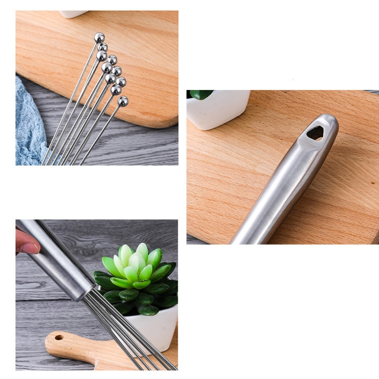 2 PCS Manual Whisk Stainless Steel Glass Bead Egg Whisk Kitchen Household Hand-Held Baking Tools Type C  10 Inch - Stirrer & Squeezer by PMC TechLife | Online Shopping South Africa | PMC TechLife