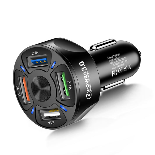 2 PCS BK-358 3A QC3.0 4USB Car Charger One For Four Mobile Phone Car Charger(Black) - Car Charger by PMC Jewellery | Online Shopping South Africa | PMC Jewellery