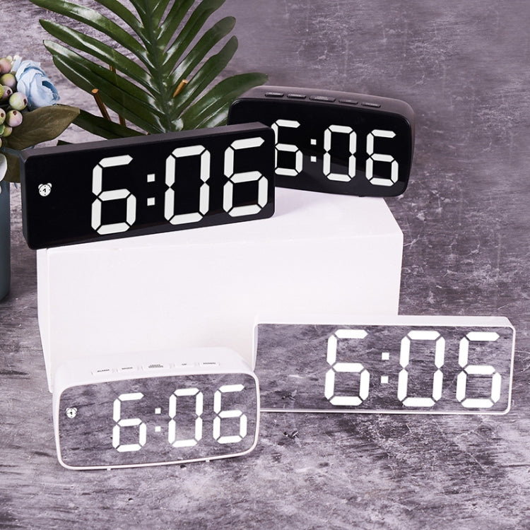 Mirror Bedside Alarm Clock Battery Plug-In Dual-Purpose LED Clock, Colour: Arc-shaped White Shell (Mirror White Light) - Alarm Clocks by PMC TechLife | Online Shopping South Africa | PMC TechLife