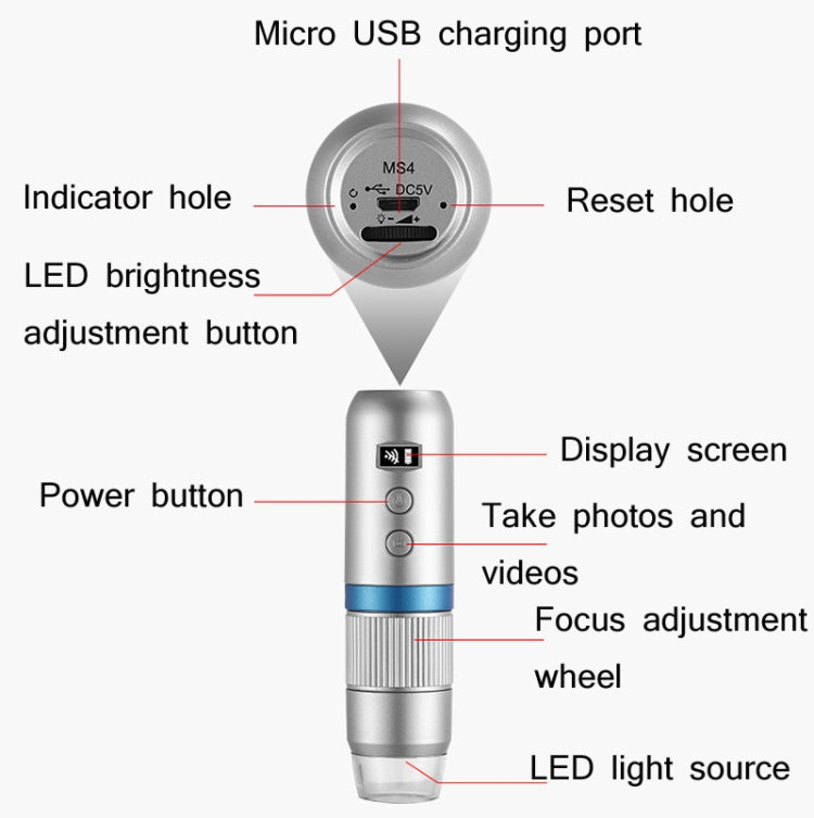 WIFI Wireless Electron Microscope 1080P HD Digital Maintenance Inspection Magnifying Glass - free shipping - PMC TechLife - Order now!