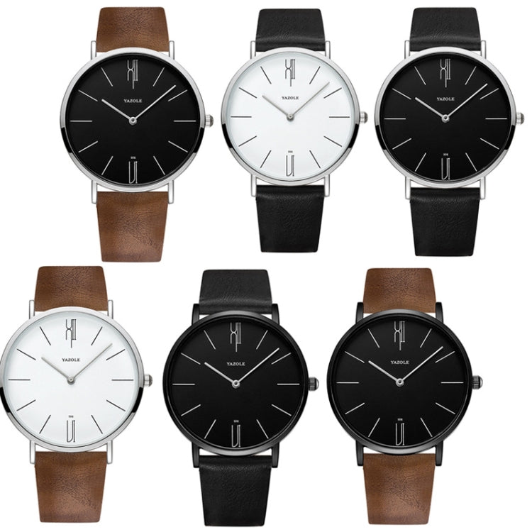 YAZOLE 506 Simple Large Scale Dial Men Business Quartz Watch(Silver Shell Black Tray Black Belt) - Leather Strap Watches by YAZOLE | Online Shopping South Africa | PMC Jewellery | Buy Now Pay Later Mobicred