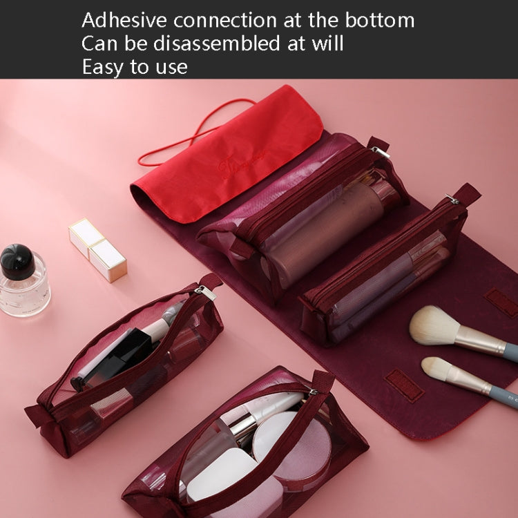 4 In 1 Multi-Function Cosmetics Storage Bag Removable Large Capacity Travel Convenient Cosmetic Bag Wash Bag, Colour: Red Wine - Storage Boxes by PMC Jewellery | Online Shopping South Africa | PMC Jewellery