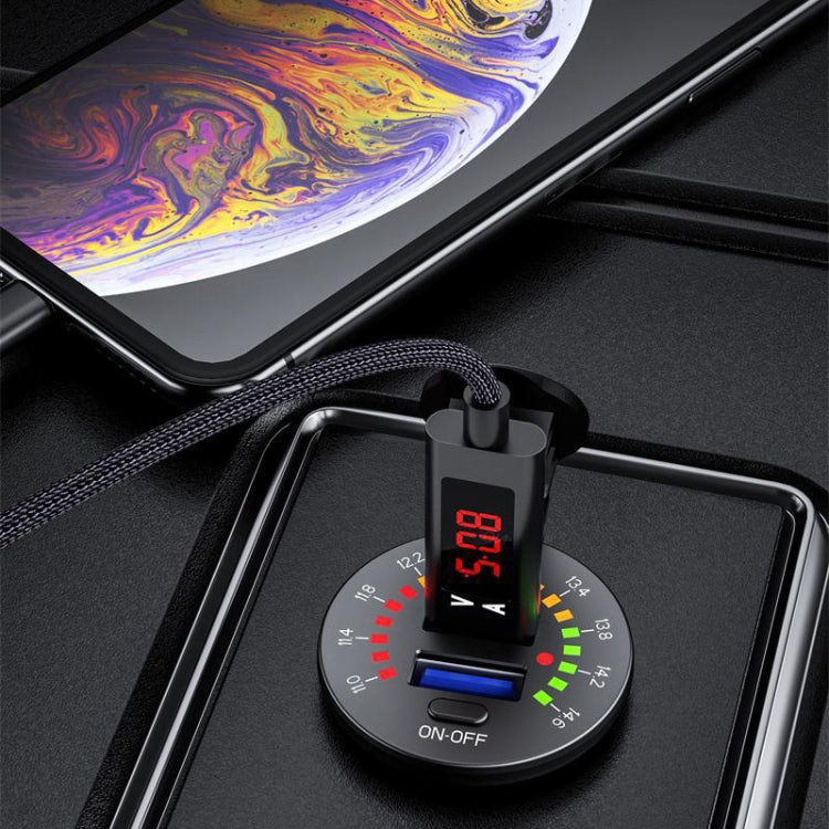 Car Motorcycle Ship Modified With Colorful Screen Display USB Dual QC3.0 Fast Charge Car Charger, Model: P20-B With 60cm Line - DIY Modified Charger by PMC TechLife | Online Shopping South Africa | PMC TechLife