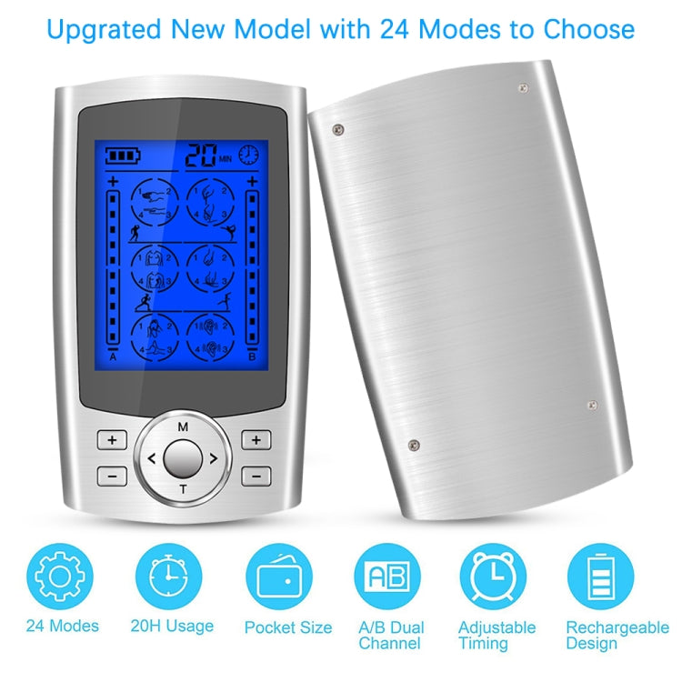 24-Mode Digital Electronic Pulse Massager Intelligent Whole Body Physical Therapy Meridian Massager, Specification: UK Plug(Black) - Massage & Relaxation by PMC TechLife | Online Shopping South Africa | PMC TechLife