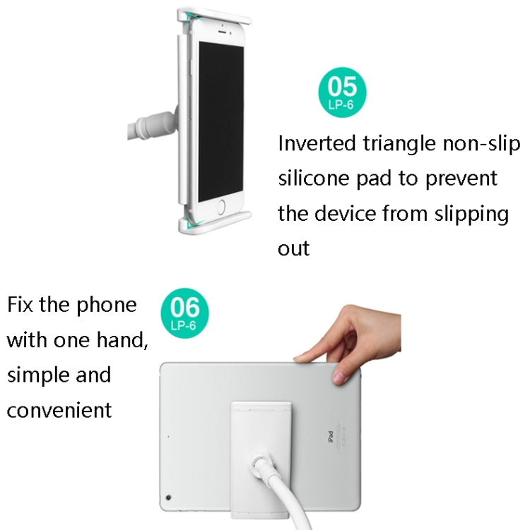 LP-6 Tablet Mobile Phone Lazy Bracket Detachable Bed Bracket, Style: Three-stage (Silver) - Lazy Bracket by PMC TechLife | Online Shopping South Africa | PMC TechLife