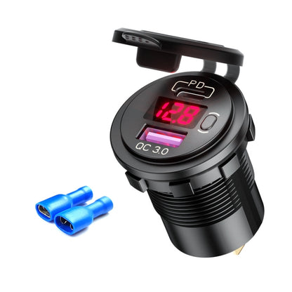 12V Modified Car USB Charger With Voltage Display PD QC3.0 Socket(With Terminal Red Light) - DIY Modified Charger by PMC Jewellery | Online Shopping South Africa | PMC Jewellery