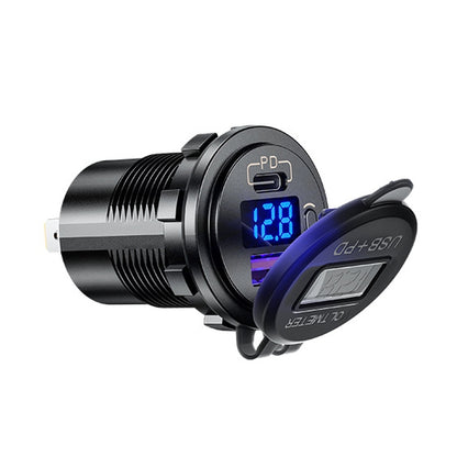 12V Modified Car USB Charger With Voltage Display PD QC3.0 Socket(With Terminal Blue Light) - DIY Modified Charger by PMC Jewellery | Online Shopping South Africa | PMC Jewellery