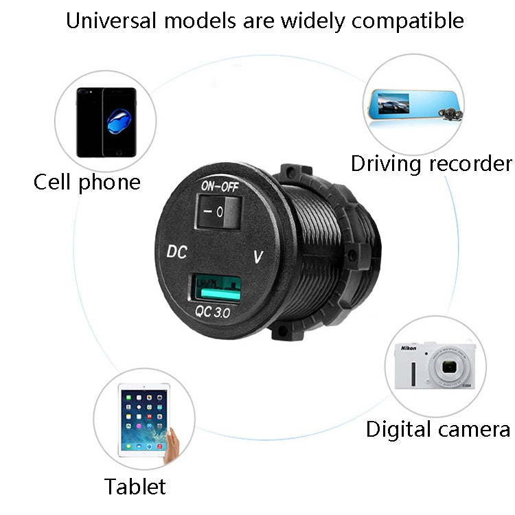 Car Motorcycle Modified USB Charger With Switch 12-24V Fast Charge(Green Light) - DIY Modified Charger by PMC Jewellery | Online Shopping South Africa | PMC Jewellery