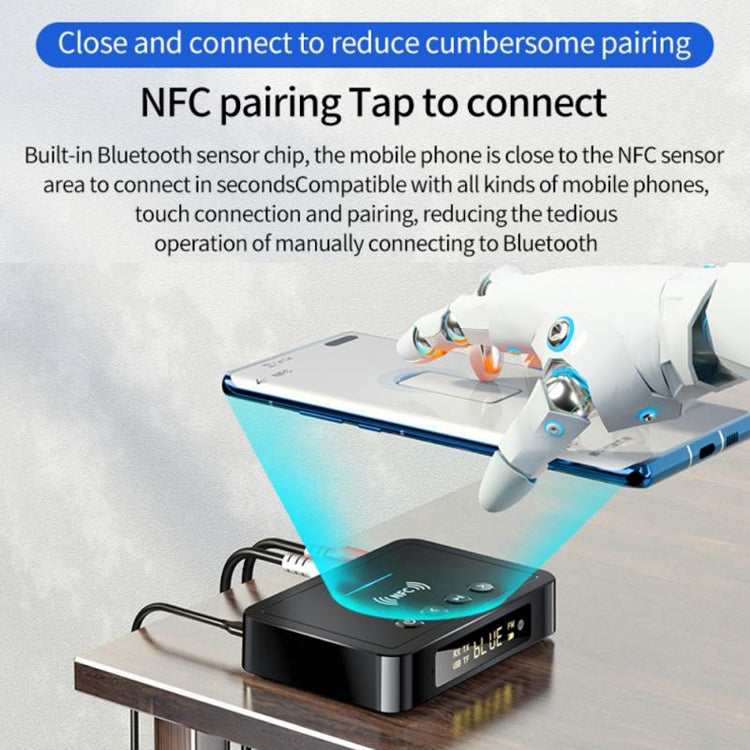 M6 NFC Bluetooth 5.0 Receiver & Transmitter & FM 3 In 1 Adapter(Black) - Audio Receiver Transmitter by PMC TechLife | Online Shopping South Africa | PMC TechLife