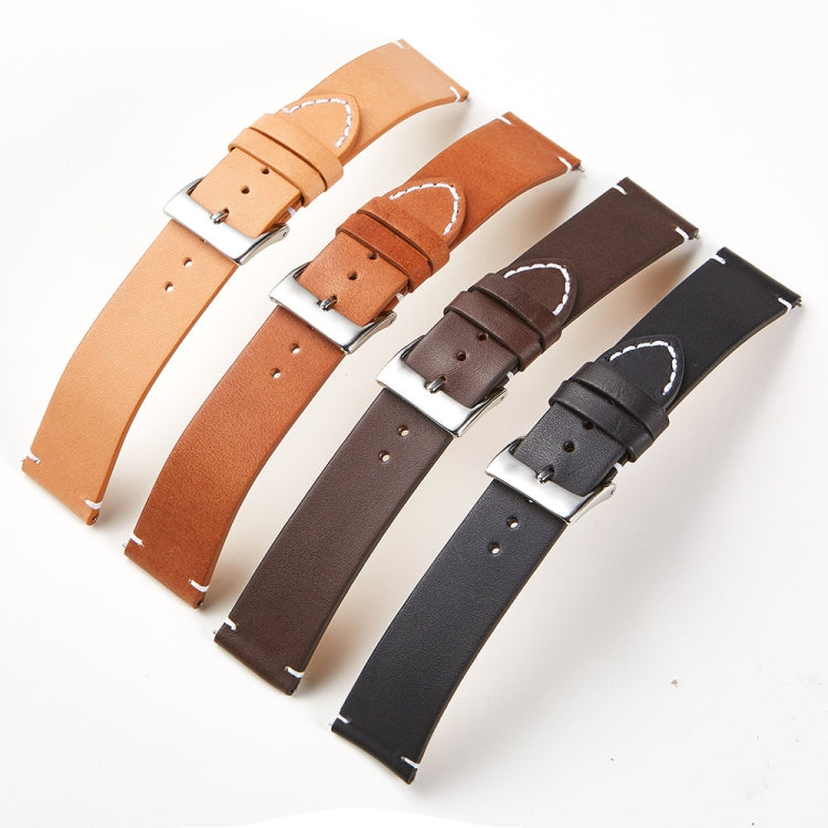 First Layer Retro Cowhide Frosted Leather Quick Release Universal Watch Band, Size： 18mm(Khaki) - 18mm Bands by PMC Jewellery | Online Shopping South Africa | PMC Jewellery | Buy Now Pay Later Mobicred