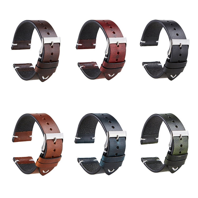 HB001 Color-Changing Retro Oil Wax Leather Universal Watch Band, Size: 18mm(Deep Brown) - 18mm Bands by PMC TechLife | Online Shopping South Africa | PMC TechLife | Buy Now Pay Later Mobicred