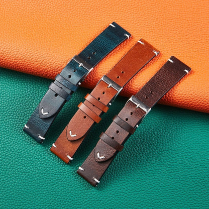 HB001 Color-Changing Retro Oil Wax Leather Universal Watch Band, Size: 18mm(Blue) - 18mm Bands by PMC Jewellery | Online Shopping South Africa | PMC Jewellery | Buy Now Pay Later Mobicred