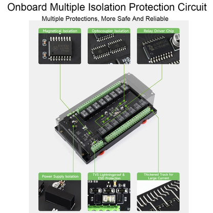 Waveshare 24921 Modbus RTU 16-Ch Relay Module, RS485 Interface, With Multiple Isolation Protection Circuits - Relay Module by Waveshare | Online Shopping South Africa | PMC Jewellery | Buy Now Pay Later Mobicred