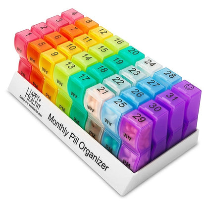 One Month Use 31-Compartment Plastic Colorful Pill Box Family Independent Pill Storage Box(20.5x10.3x7cm) - Pill Boxes by PMC Jewellery | Online Shopping South Africa | PMC Jewellery