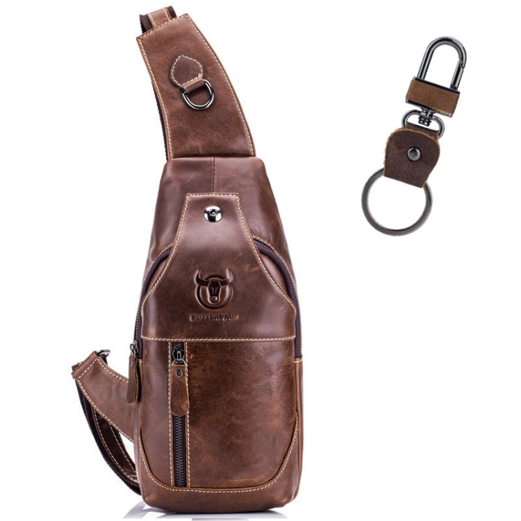 BULL CAPTAIN 019 Retro Men Leather Crossbody Shoulder Bag First-Layer Cowhide Chest Bag, Colour: Chestnut Brown + Buckle - free shipping - PMC TechLife - Order now!
