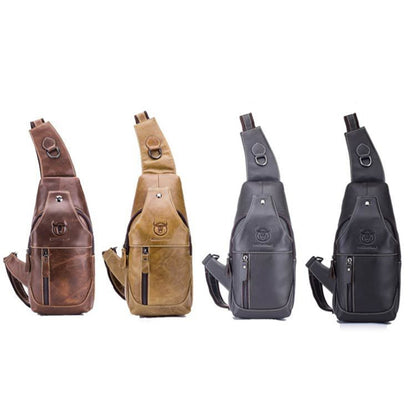 BULL CAPTAIN 019 Retro Men Leather Crossbody Shoulder Bag First-Layer Cowhide Chest Bag, Colour: Chestnut Brown + Buckle - Single-shoulder Bags by BULL CAPTAIN | Online Shopping South Africa | PMC Jewellery | Buy Now Pay Later Mobicred