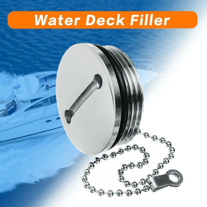 Stainless Steel Boat Deck Fill Filler Replacement Cap + Chain Boat Replacement Accessories - Boats Accessories by PMC Jewellery | Online Shopping South Africa | PMC Jewellery