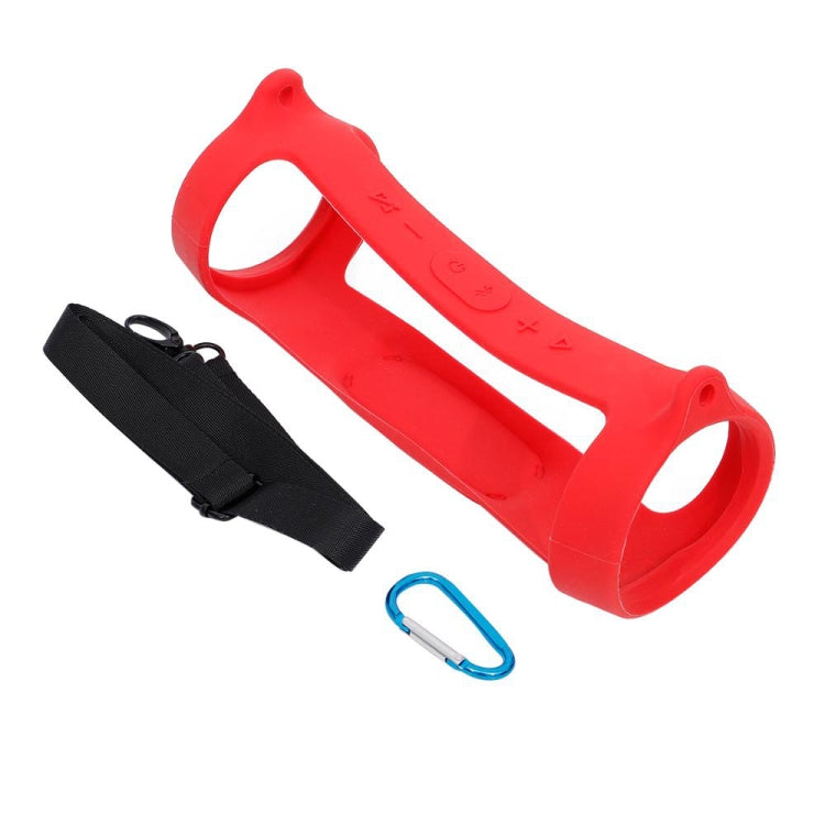 For JBL Charge 4 Bluetooth Speaker Portable Silicone Protective Cover with Shoulder Strap & Carabiner(Red) - Protective Case by PMC Jewellery | Online Shopping South Africa | PMC Jewellery