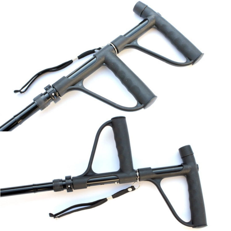 Multifunctional Folding Double-Handle Elderly Crutches Aluminum Alloy Elderly Power-Assisted Walking Sticks Four-Legged Walking Sticks With Lights, Length: 86-98cm(Black) - Folding Crutch by PMC TechLife | Online Shopping South Africa | PMC TechLife | Buy Now Pay Later Mobicred