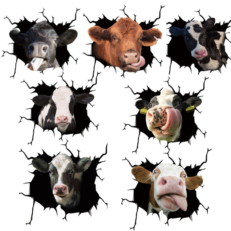 7 PCS Animal Wall Stickers Cattle Head Hoisting Car Window Static Stickers(Cow 02) - Decorative Sticker by PMC Jewellery | Online Shopping South Africa | PMC Jewellery