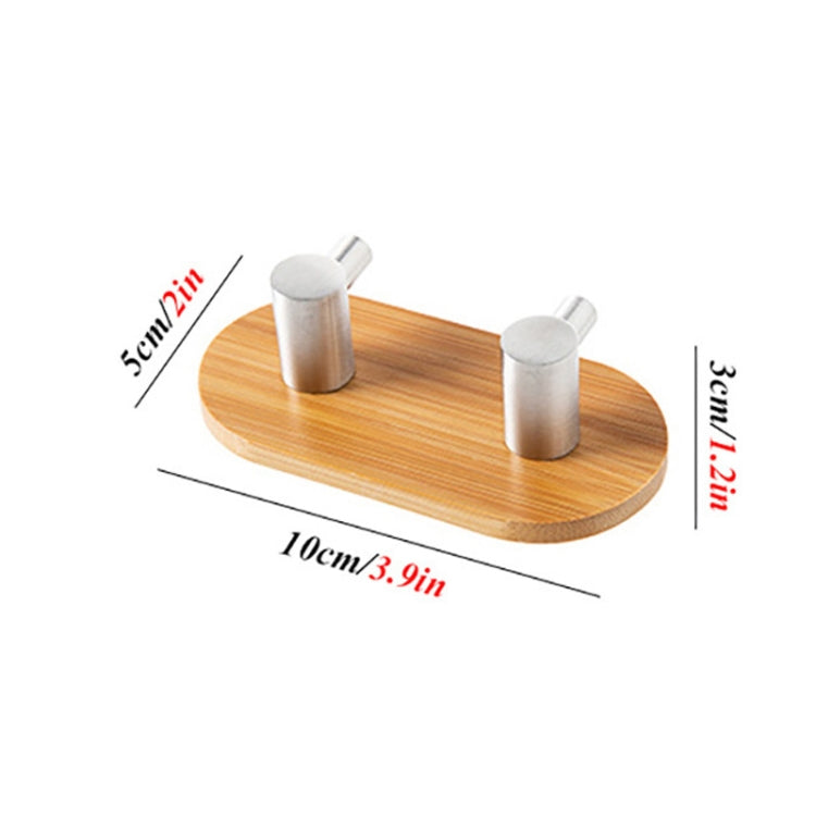 2 PCS Stainless Steel Bamboo Double Row Hook Kitchen Bathroom Door Adhesive Solid Wood Hook(Double Hook) - Shelf & Hooks by PMC TechLife | Online Shopping South Africa | PMC TechLife