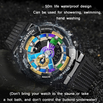 SANDA 9004 Men Symphony Dual Display Synchronous Outdoor Luminous Electronic Multifunction Watch(Transparent Gold) - Silicone Strap Watches by SANDA | Online Shopping South Africa | PMC Jewellery | Buy Now Pay Later Mobicred