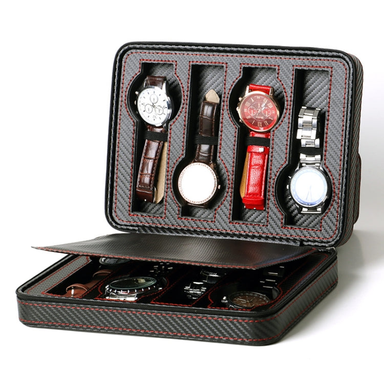 PU Leather Full Carbon Fiber Zipper Watch Bag Watch Storage Display Box, Style:  08 Watch Position - Watch Storages by PMC Jewellery | Online Shopping South Africa | PMC Jewellery | Buy Now Pay Later Mobicred