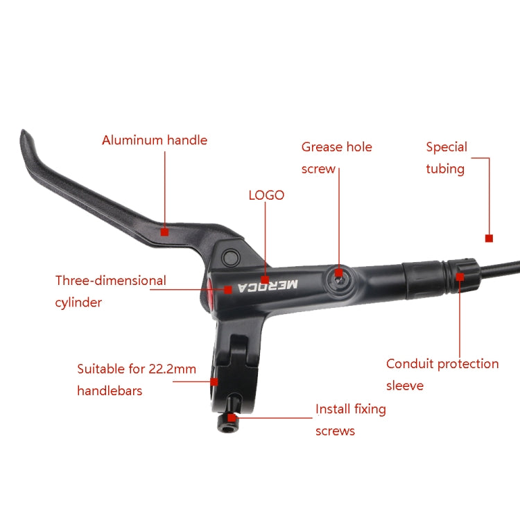 Meroca M800 Bicycle Brake Mountain Bike Universal Bilateral Brake Oil Pressure Disc Brake, Style: Left Back 1400mm + Disc Brake - Bicycle Brake Parts by Meroca | Online Shopping South Africa | PMC Jewellery