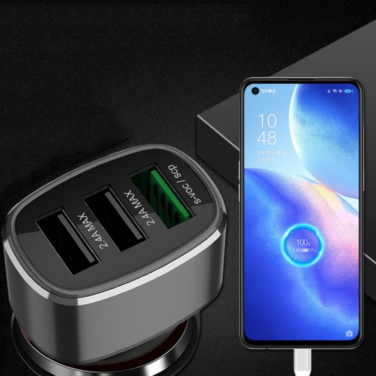 Three USB Ports Car Fast Charging Charger For Huawei/For OPPO/VIVO/OnePlus And Other Flash Charging, Model: GT780 Gray - Car Charger by PMC Jewellery | Online Shopping South Africa | PMC Jewellery