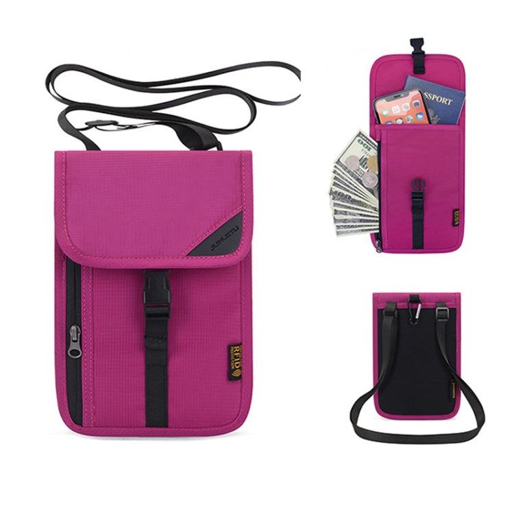 1062 Travel Passport Bag RFID Multi-Function Document Holder Hanging Neck Ticket Protective Case(Rose Red) - Antimagnetic RFID Package by PMC Jewellery | Online Shopping South Africa | PMC Jewellery | Buy Now Pay Later Mobicred