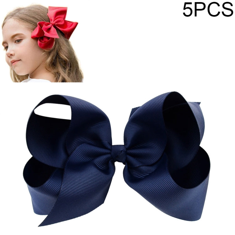 5 PCS 6 Inch Colorful Kids Girls Big Solid Ribbon Hair Bow Clips(1) - Head Bands by PMC Jewellery | Online Shopping South Africa | PMC Jewellery