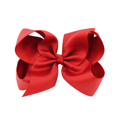 5 PCS 6 Inch Colorful Kids Girls Big Solid Ribbon Hair Bow Clips(12) - Head Bands by PMC Jewellery | Online Shopping South Africa | PMC Jewellery