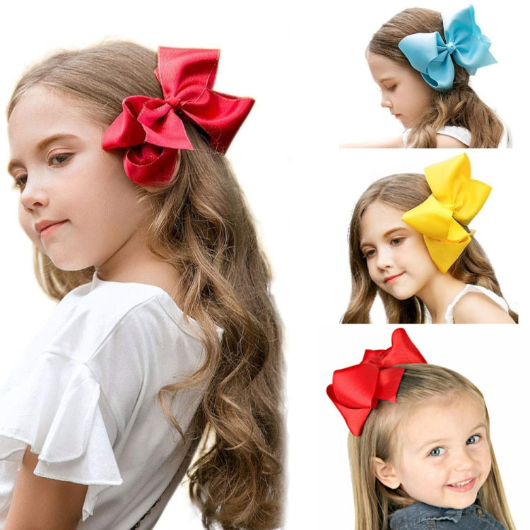 5 PCS 6 Inch Colorful Kids Girls Big Solid Ribbon Hair Bow Clips(13) - Head Bands by PMC Jewellery | Online Shopping South Africa | PMC Jewellery