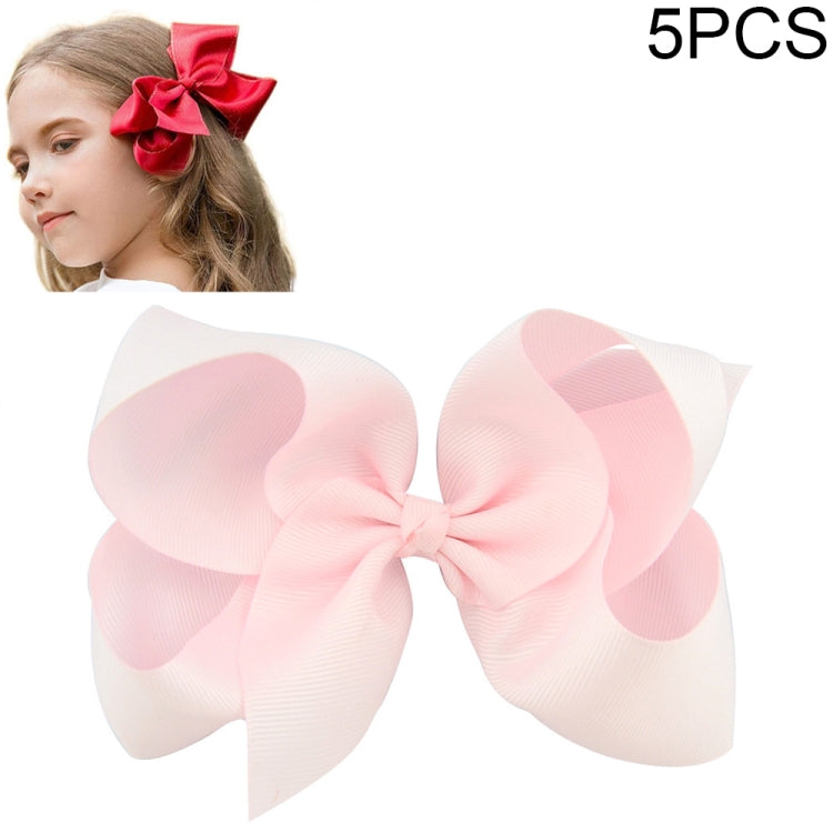 5 PCS 6 Inch Colorful Kids Girls Big Solid Ribbon Hair Bow Clips(24) - Head Bands by PMC Jewellery | Online Shopping South Africa | PMC Jewellery