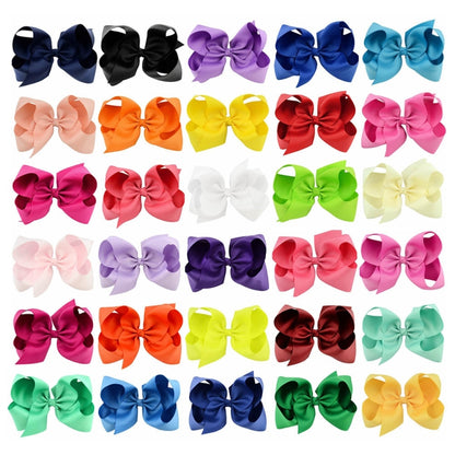 5 PCS 6 Inch Colorful Kids Girls Big Solid Ribbon Hair Bow Clips(33) - Head Bands by PMC Jewellery | Online Shopping South Africa | PMC Jewellery