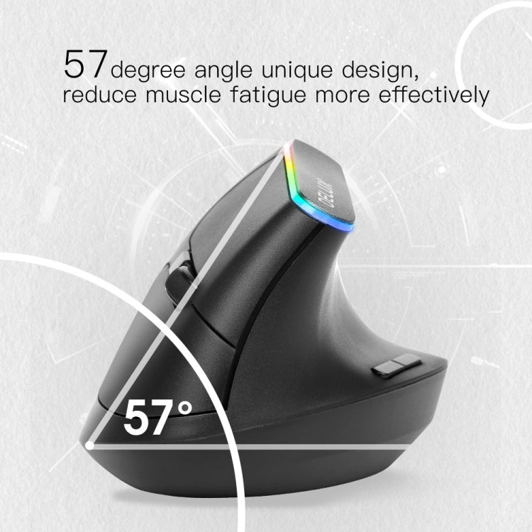 DELUX M618C 6 Keys 1600 DPI RGB Vertical Wireless Bluetooth Dual Mode Mouse(Black) - Wireless Mice by DELUX | Online Shopping South Africa | PMC TechLife | Buy Now Pay Later Mobicred