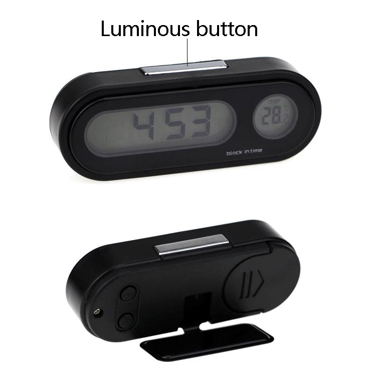 K02 Car Electronic Clock Temperature Meter Night Light LED Temperature Time Meter(Black Blue Light) - Clocks & Car Meters by PMC TechLife | Online Shopping South Africa | PMC TechLife